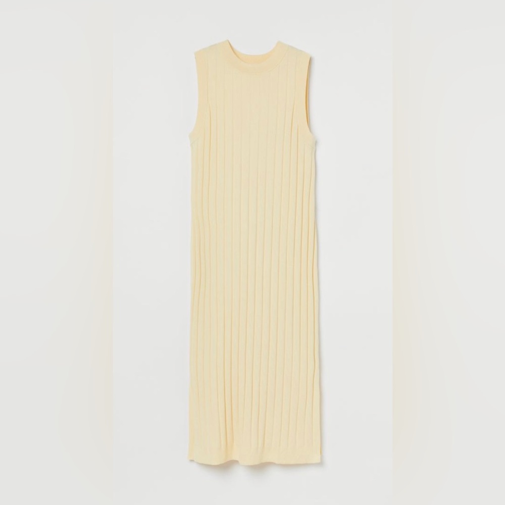 H&M rib-knit dress light yellow